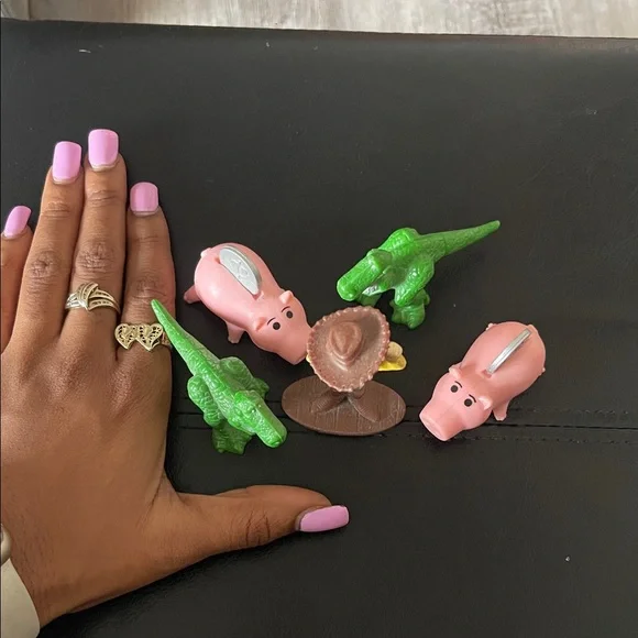 Disney Toy Story Woody, Rex, and Hamm Figurines - Green, Pink, Yellow - Picture 3 of 3